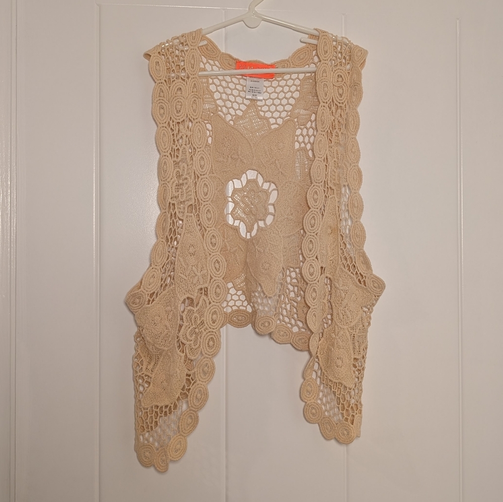 Cotton Boho Crochet Lace Festival Vest S/M